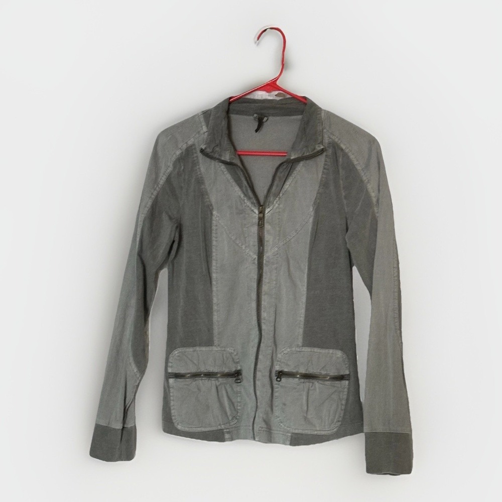 XCVI Womens Utility Jacket Small Olive Green Lightweight Zip Pocket Casual